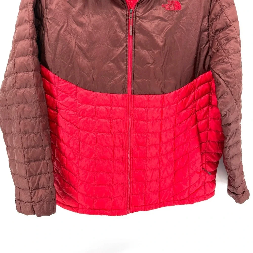 The North Face Thermoball Mens XXL Pre-Owned‎ Hooded Puffer Jacket Red Brown